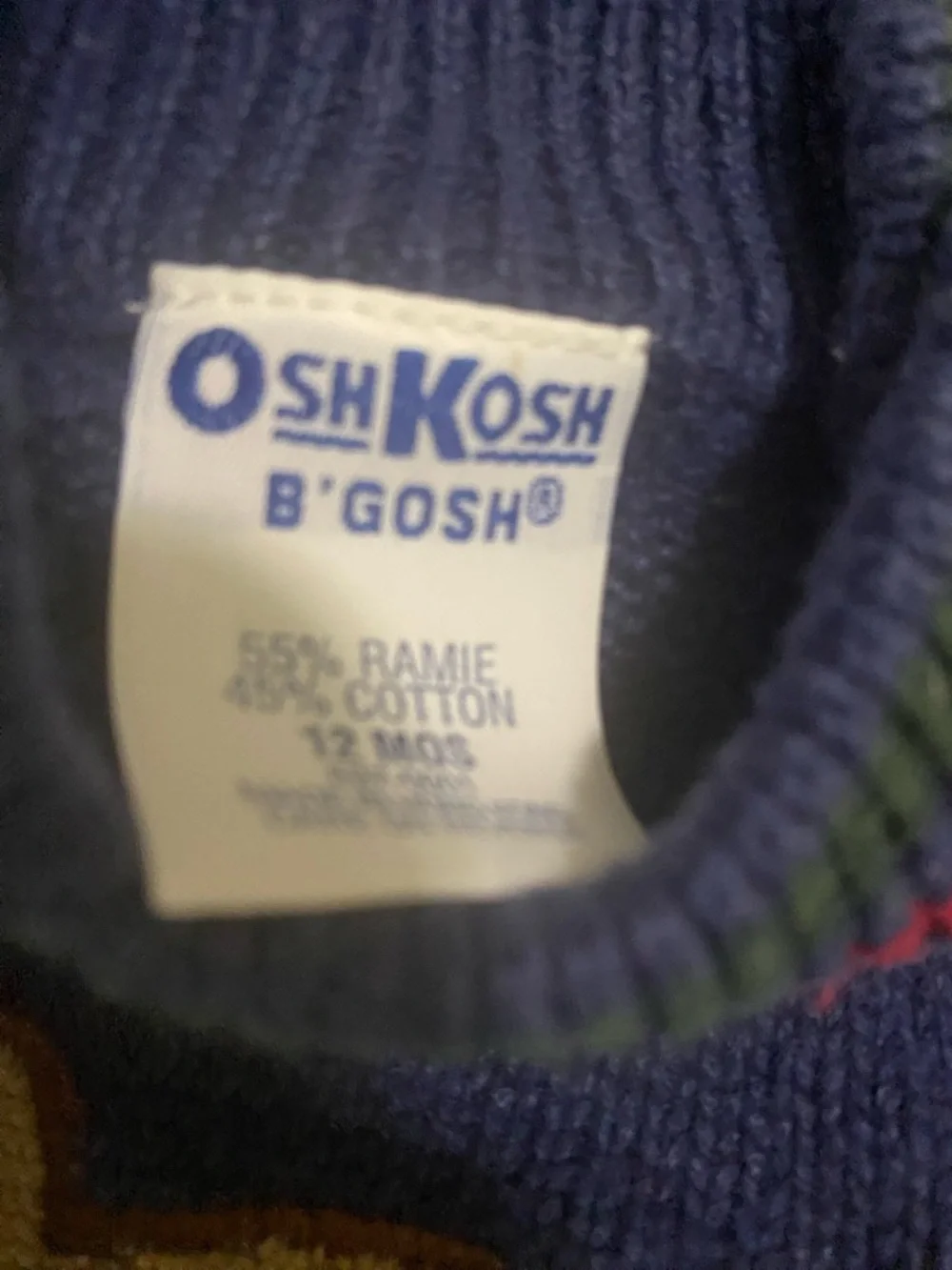 Vintage Rare OshKosh B’Gosh Blue Knit Baby Dog Preppy Pullover Sweater 12 Mos